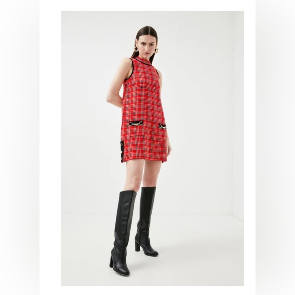 Karen Millen Red Checkered Mini Dress